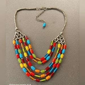 Multi Color Glass Beaded Neckace - image 1